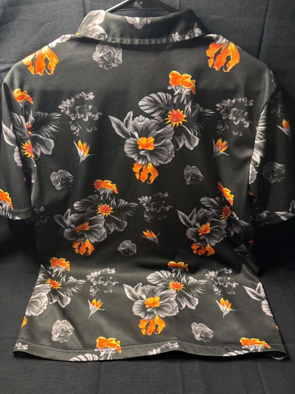 Matix Black/Orang Floral Dri-Fit Short Sleeve Polo Medium - Picture 3 of 5